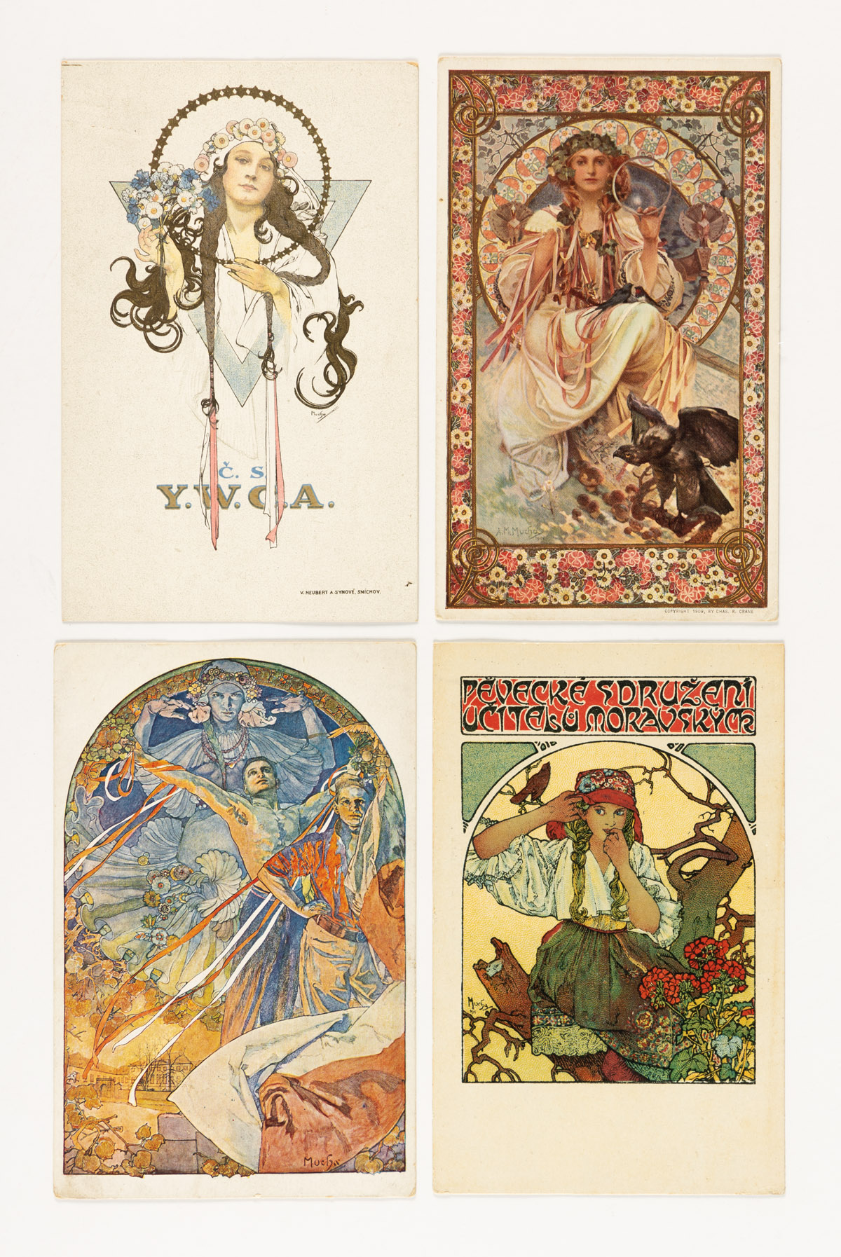 ALPHONSE MUCHA (1860-1939).  [ART NOUVEAU / CZECH.] Group of 39 postcards. Each approximately 5½x3½ inches, 14x9 cm.